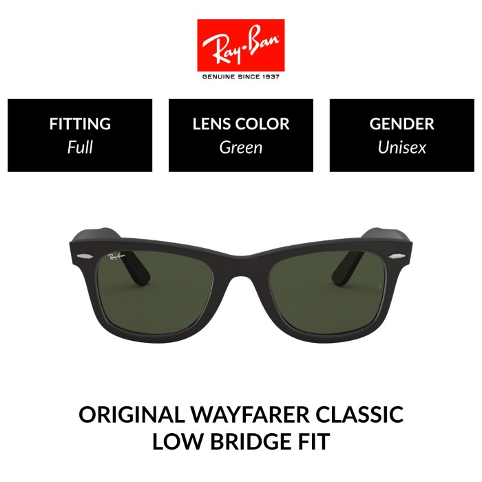 RAY-BAN WAYFARER RB2140F 901S Full Fitting Kacamata Hitam 52mm