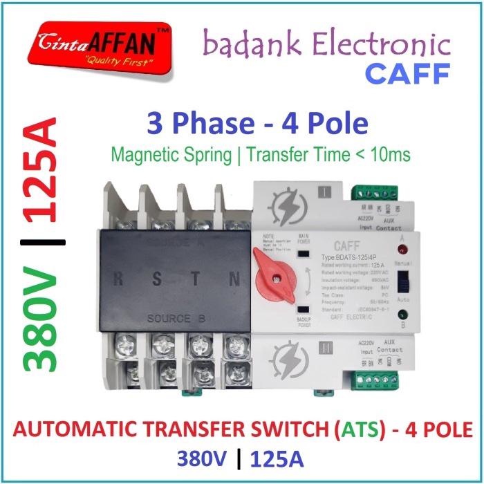 TERBARU! ATS 3 Phase 125A 4P 380V Automatic Transfer Switch (PLN - Genset)