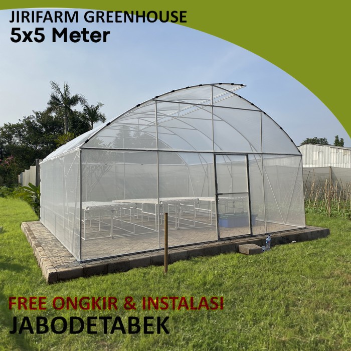 Jirifarm GREEN HOUSE ukuran 5X5 meter KNOCK DOWN Rangka Pipa Besi
