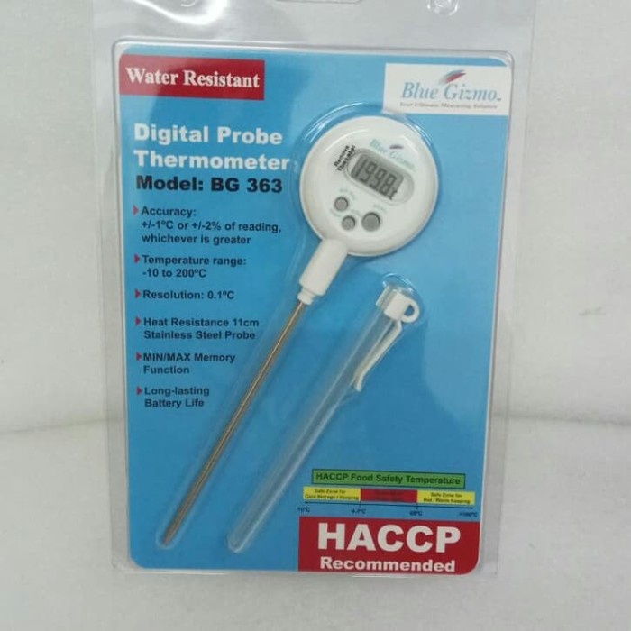 Digital Probe Thermometer Bluegizmo Bg363 Water Resistant
