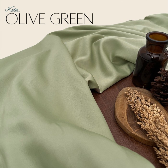 Paket Kain Bridesmaid Premium Lengkap Satin Kebaya Brokat Olive Green