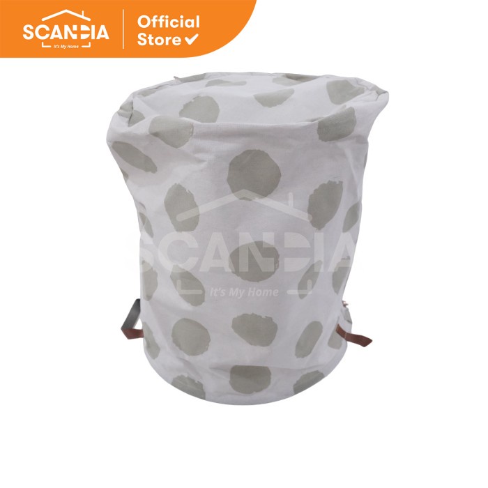 NEW PRODUK SCANDIA KERANJANG PAKAIAN LUNKA LAUNDRY BAG POLKADOT GREY HNM10