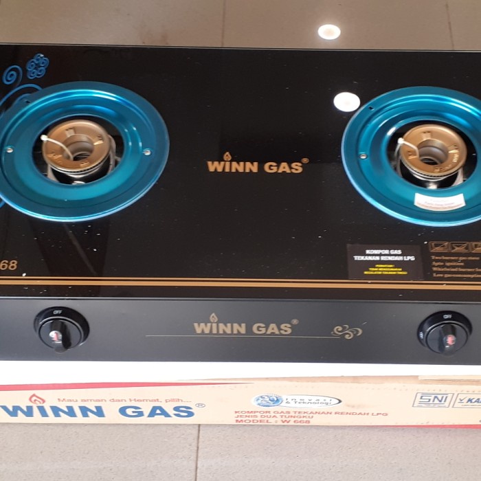 KOMPOR GAS 2 TUNGKU (KACA) WIN GAS W-668/W-668/W-668