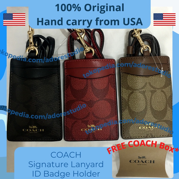 

Coach Signature Lanyard Id Badge Holder