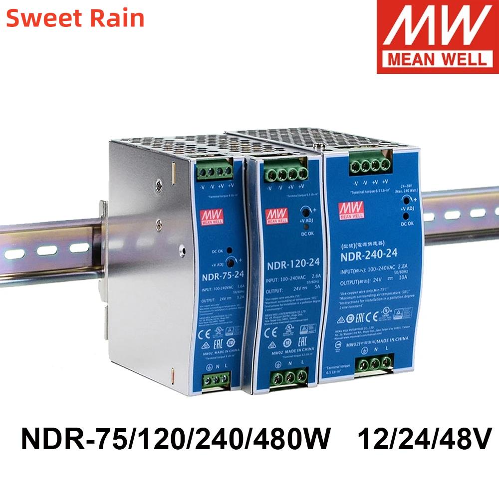 MDA NDR-75 120 240 12V 24V 48V meanwell NDR-75 -120 -240 12 24 48 V Single Output Industrial DIN Rai