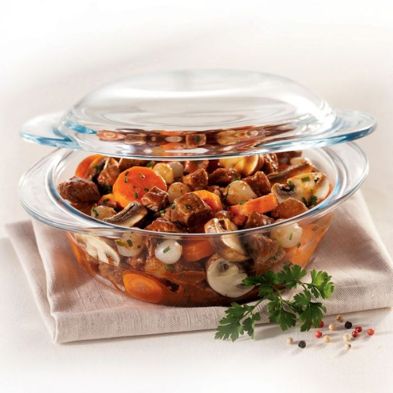 Loyang Kaca 0.7L Marinex Small Round Casserole With Glass Lid 6455