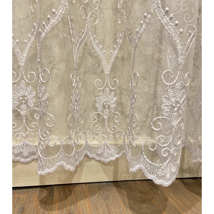 Vitrase Gorden Premium Bordir Putih Lace Minimalis Rustic Damask TURKI