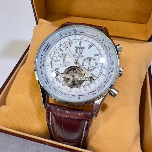 BEST JAM TANGAN PRIA OTOMATIS CHRONOGRAPH TALI KULIT 4QEQP