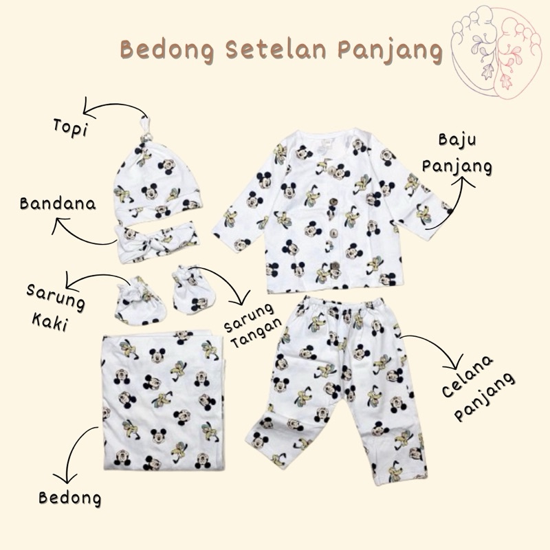 Awet Bedong Bayi / Swaddle Set / Bedong Set Topi / Bedong Set Bandana / Bedong Set Baju /