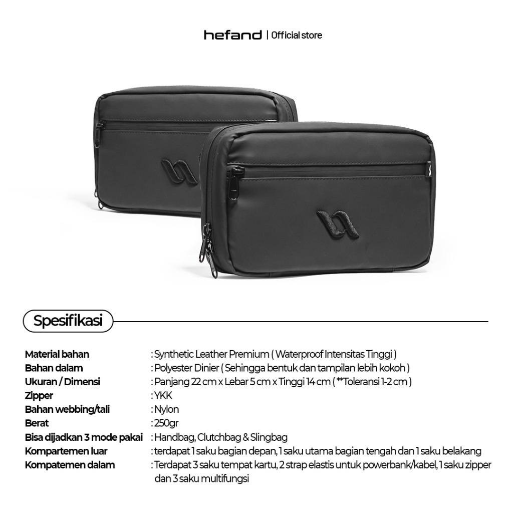 HOT SALE Hefand - Handbag Aero Exclusive + Paperbag Tas Pria Waterproof Tas Selempang Pria Clutch