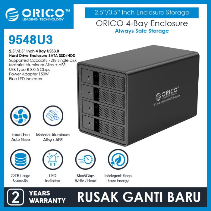 KODE B ORICO 9548U3 4bay 3.5in HDD Enclosure with SuperSpeed USB3.0