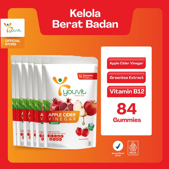 

Apple Cider Vinegar Gummy untuk Kelola Berat Badan Youvit ACV 42 Hari dengan Apel, Ekstrak Greentea,