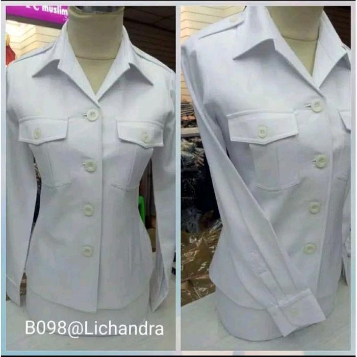 seragam pns putih hitam wanita/ seragam kerja wanita putih hitam/ baju kerja putih hitam wanita/