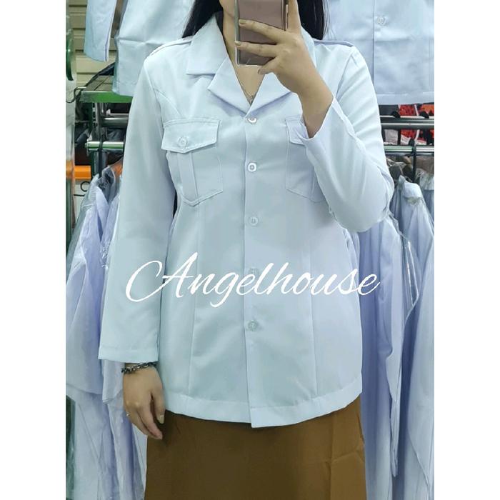 PREMIUM Seragam Dinas BAJU PDH PUTIH PPPK / ASN P3K/ ASN / PNS /GURU/DINKES PUTIH WANITA