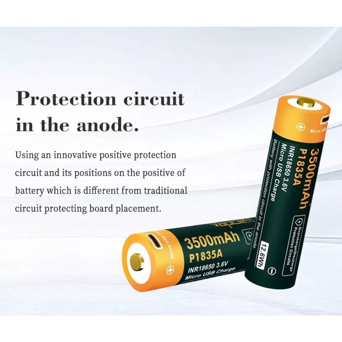 VAPCELL P1835A 18650 3500MAH BATTERY BATERAI PROTECTED 10A USB KODE 1196
