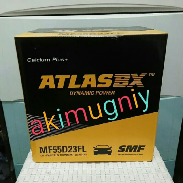 AKI 55D23L MF ATLAS BX CALCIUM PLUS 12V 60AH GS NS MASSIV YUASA KODE 216