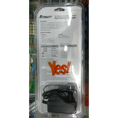 RYDBATT FAST BATTERY CHARGER 12SLOT AA / AAA & LCD DISPLAY KODE 1254