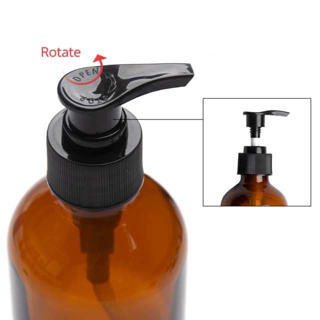 BOTOL PUMP KACA AMBER 250ML/500ML/1000ML KODE 1452