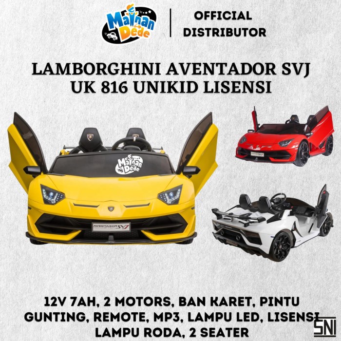 Mainan Mobil Aki Anak Lamborghini Aventador SVJ BanKaret Unikid UK 816