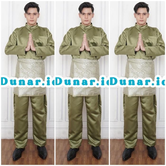 SETELAN BAJU MELAYU PRIA/STELAN SATIN BRIDAL/SETELAN BAJU KURUNG PRIA Dewasa Celana Motif