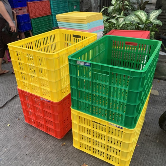 Promo! Keranjang Industri Green Leaf 2223 L / Box Container Dengan Roda 2223L