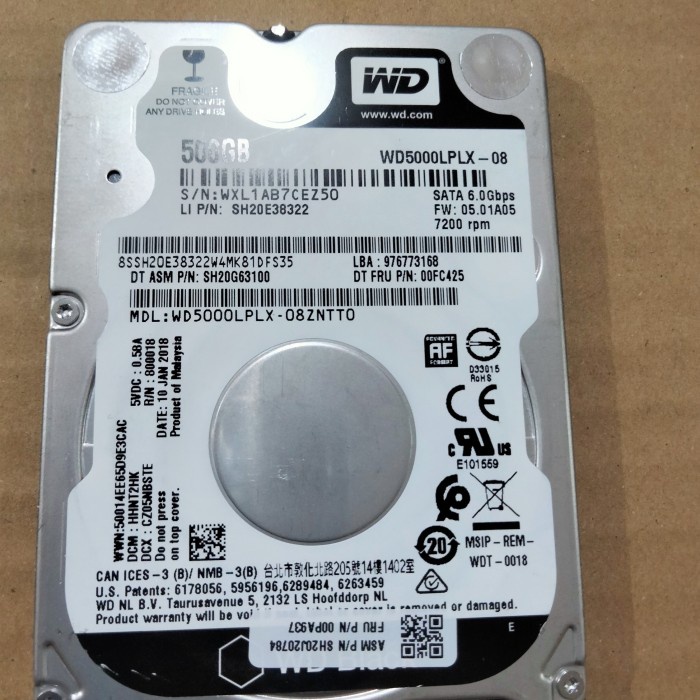 hdd 2,5 internal sata 500gb wd black 7200rpm