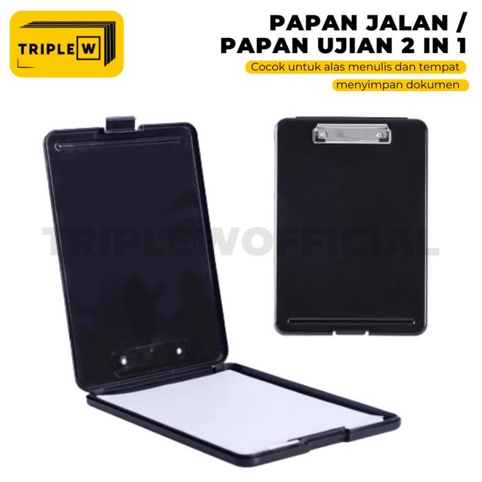 

Triple W Papan Ujian Jalan Tulis Clip 2 in 1 Clipboard + Storage Alas Organizer Kantor Stationery