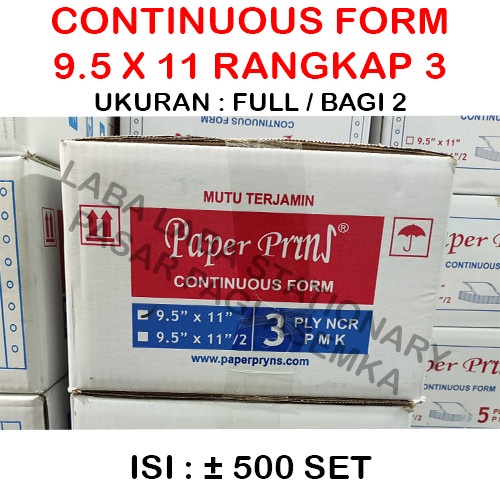 

Terlaris! Continuous Form Paper Print 9X11/2 3 Ply
