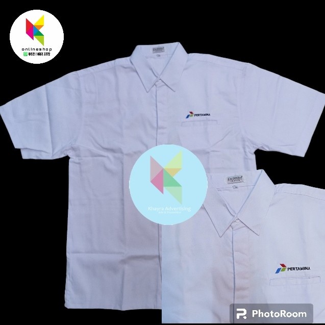 kemeja Pertamina Seragam Pertamina Baju Pertamina Putih lengan pendek