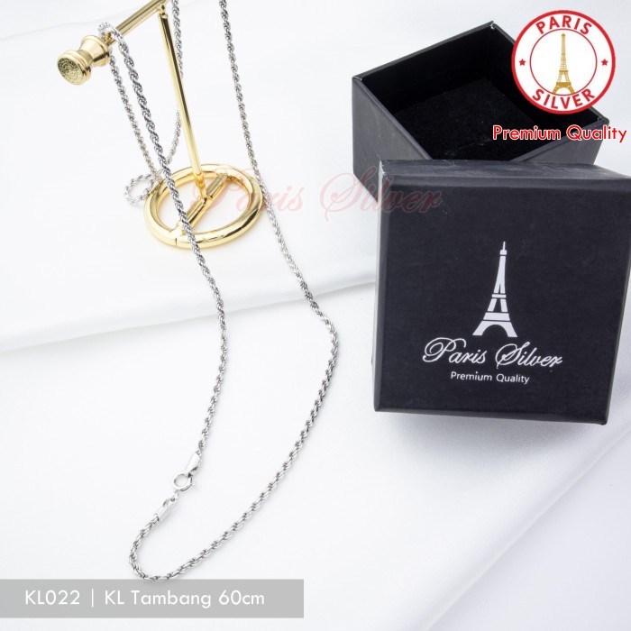 Kalung Pria Perak Asli Lapis Emas Putih Model Tambang Tebal Panjang