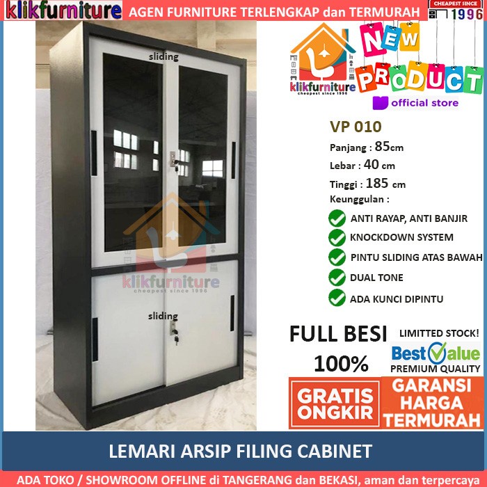 

Lemari Arsip Sliding 1/2 Kaca 1/2 Plat VP 010 Kode 65