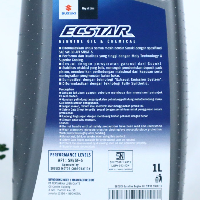 Oli Sgo 5W-30 Api Sn/Gf-5 Full Synthetic Suzuki 1L - Oli Mobil Suzuki