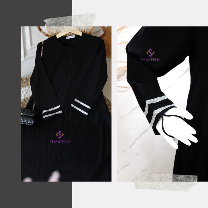 Gamis Set Jet Black Free Cadar Bandana