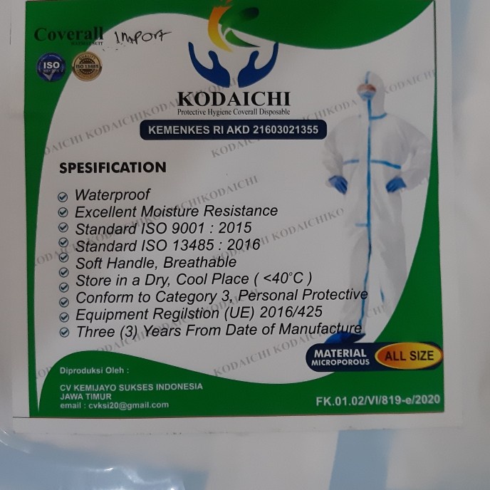 Paket 1 APD Kodaichi Import All Size