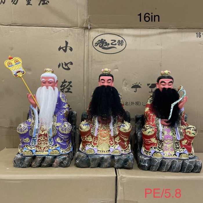 Patung San Jing / San Qing / Tiga Dewa Tao 16In Bahan Kayu
