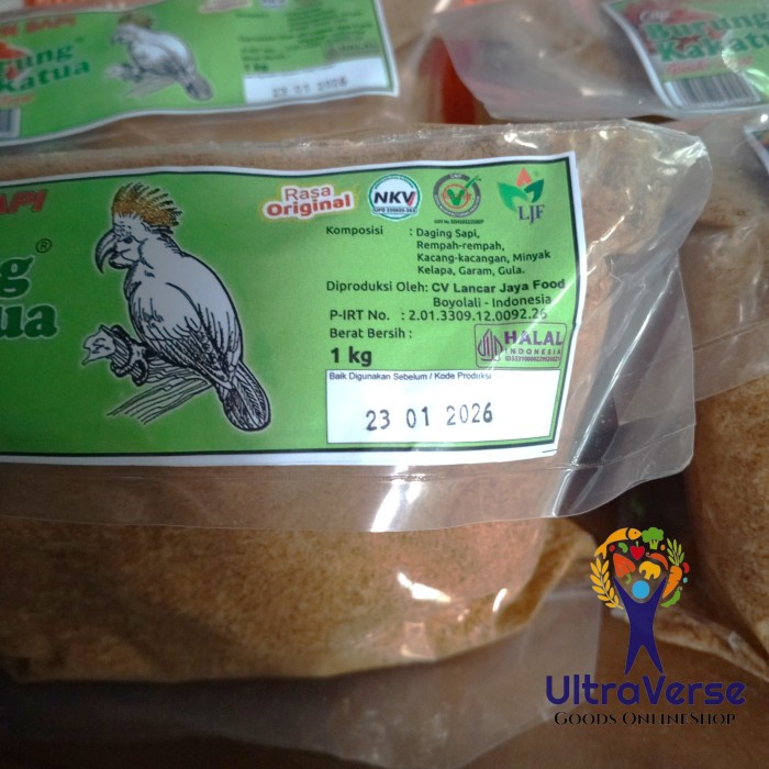 

Wdo - Abon Sapi Cap Kakatua Boyolali 1Kg Label Hijau Granul Halus Halal