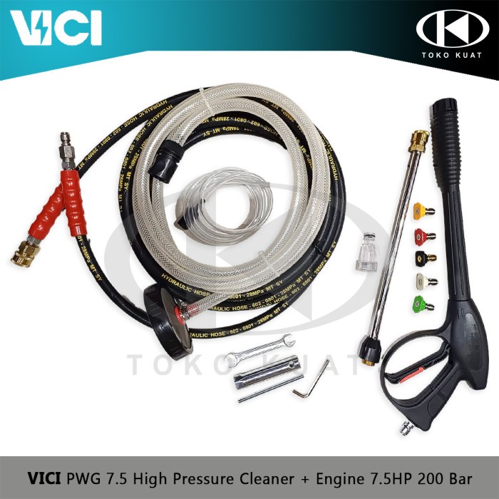 High Pressure Jet Cleaner Bensin Vici Pwg 7.5 Hp Mesin Steam Mobil Motor 200 Bar