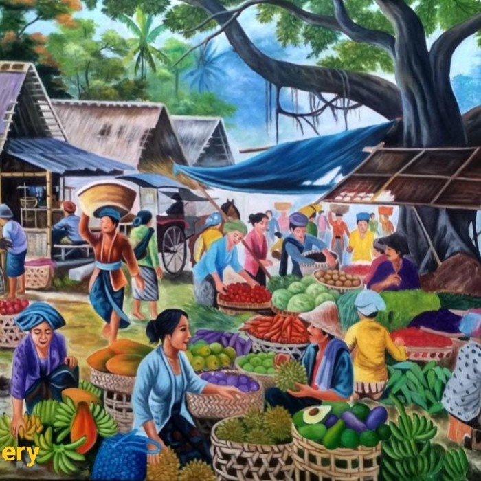 Svetlana Lukisan Pasar Tradisional Elegan