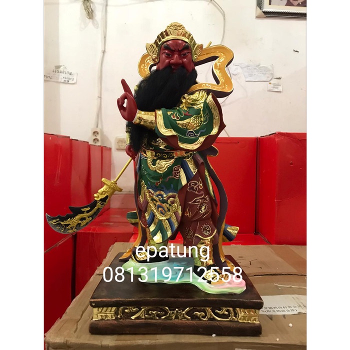 Svetlana Patung Dewa R Dewa Kwan Kung Kwan Kong Berdiri - 19 In Kayu