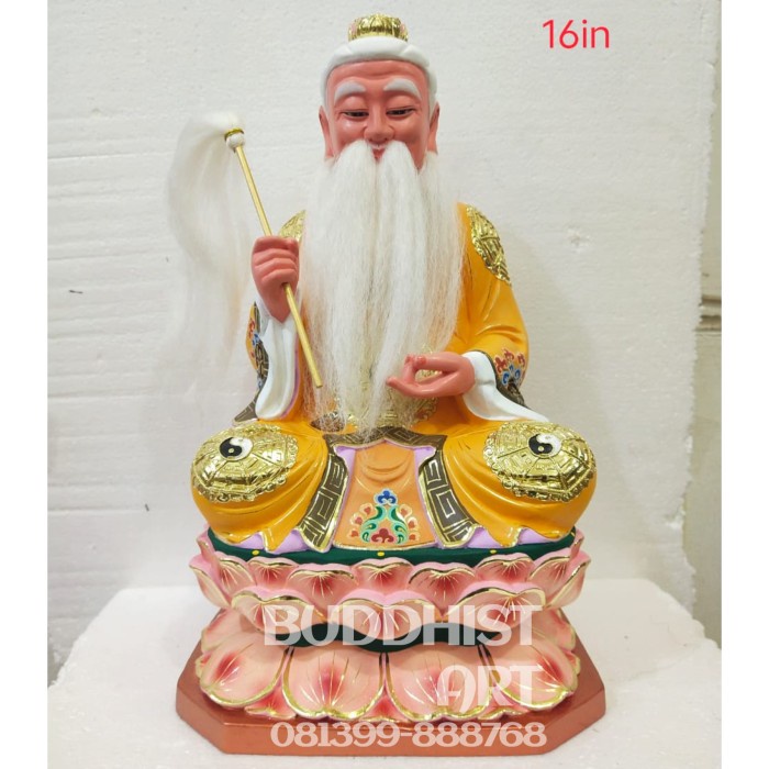 Svetlana Patung Dewa Tai Shang Lao Jun Tai Siong Duduk Teratai 16 In Kayu