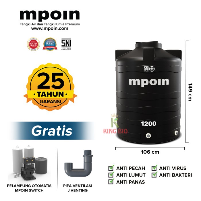 Tangki Air Mpoin Plus 1200 Liter Wave Toren Air Tandon Air