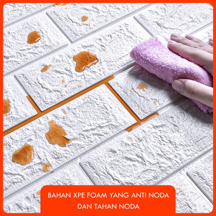 [duts] - [ISI 10 PCS] WALLPAPER 3D FOAM BATA PUTIH 3D TEXTURE XPE FOAM WALLPAPER STICKER WALLFOAM 3D