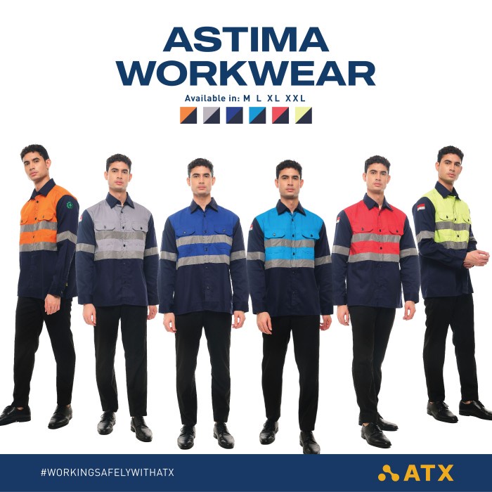 Wearpack Safety Baju Kerja Lengan Panjang Kombinasi Biru Pln Navy Atx