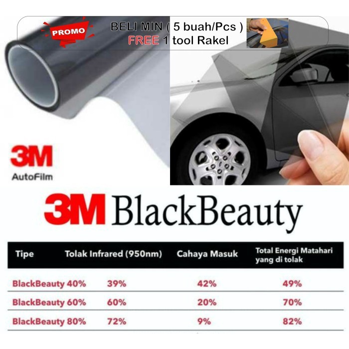 Ready Kaca film 3M Black beauty 40% 60% 80%
