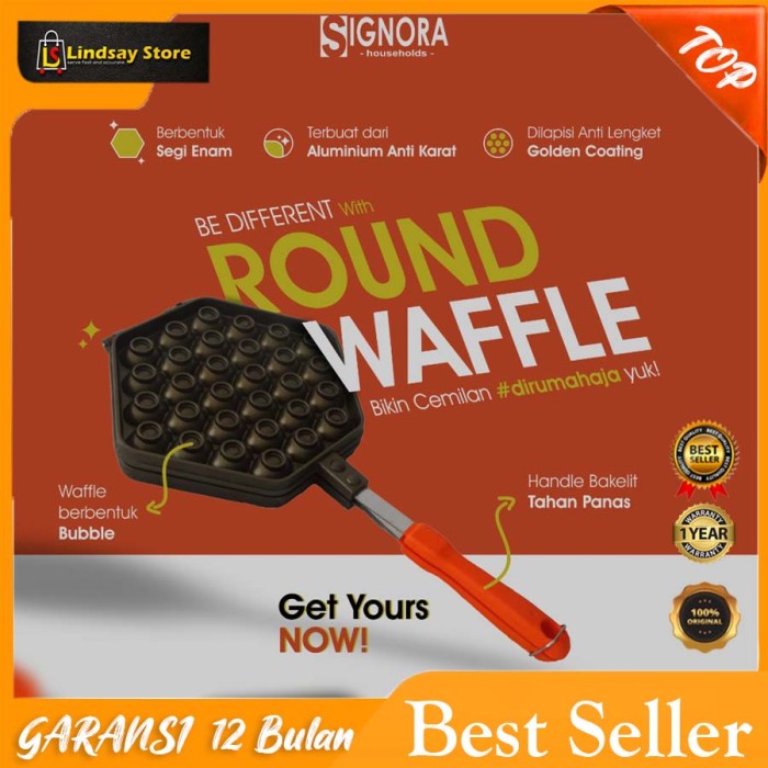 Signora Round Waffle Egg Pan / Cetakan Waffle Telur Bulat