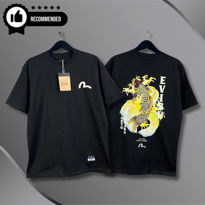 PRODUK TERBATAS Baju Kaos EVISU Seagull & Carp Relaxed Tee Baju Kaos Pria & Wanita Unisex EVISU