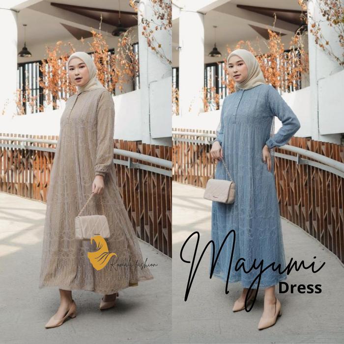 PROMO SPECIAL Mayumi dress wanita brokat viral 2024 bahan ceruty baby doll gamis brokat busui
