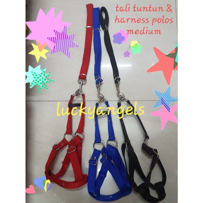 Tali tuntun & harness polos medium size - untuk panjing size medium