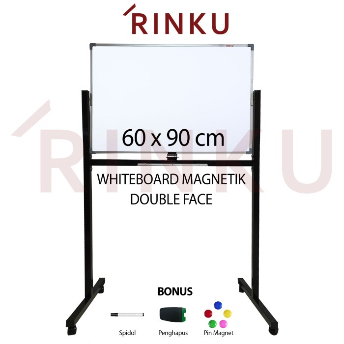 

Papan Tulis Whiteboard Standing Magnetik Double Face Rinku 60x90 cm