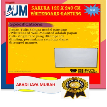 

SAKURA 90 x 120 CM WHITEBOARD GANTUNG